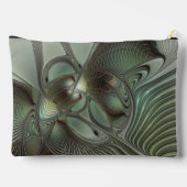 抽象芸術オリーブセージ緑グレーフラクタルアートファンタジー アクセサリーポーチ (裏面)