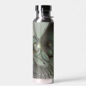 抽象芸術オリーブセージ緑グレーフラクタルアートファンタジー ウォーターボトル (左面)