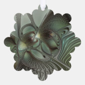 抽象芸術オリーブセージ緑グレーフラクタルアートファンタジー オーナメントカード (裏面)