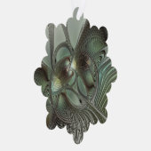 抽象芸術オリーブセージ緑グレーフラクタルアートファンタジー オーナメントカード (右)