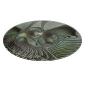 抽象芸術オリーブセージ緑グレーフラクタルアートファンタジー カッティングボード (角)