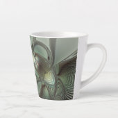 抽象芸術オリーブセージ緑グレーフラクタルアートファンタジー カフェラテマグ (右)