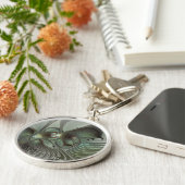 抽象芸術オリーブセージ緑グレーフラクタルアートファンタジー キーホルダー (側面)