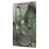 抽象芸術オリーブセージ緑グレーフラクタルアートファンタジー クリップボード (左)