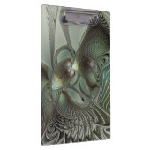 抽象芸術オリーブセージ緑グレーフラクタルアートファンタジー クリップボード (右)