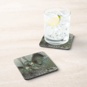 抽象芸術オリーブセージ緑グレーフラクタルアートファンタジー コースター (右側)