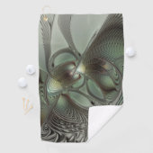 抽象芸術オリーブセージ緑グレーフラクタルアートファンタジー ゴルフタオル (インサイチュ)