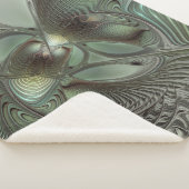 抽象芸術オリーブセージ緑グレーフラクタルアートファンタジー シェルパブランケット (3/4)