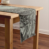 抽象芸術オリーブセージ緑グレーフラクタルアートファンタジー ショートテーブルランナー (インサイチュ)