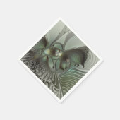 抽象芸術オリーブセージ緑グレーフラクタルアートファンタジー スタンダードカクテルナプキン (角)