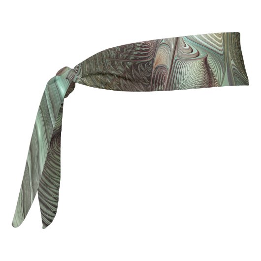 抽象芸術オリーブセージ緑グレーフラクタルアートファンタジー タイヘッドバンド (回転270)