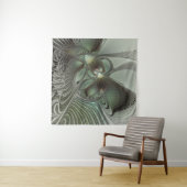 抽象芸術オリーブセージ緑グレーフラクタルアートファンタジー タペストリー (インサイチュ(横))