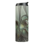 抽象芸術オリーブセージ緑グレーフラクタルアートファンタジー タンブラー (回転左)