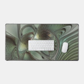 抽象芸術オリーブセージ緑グレーフラクタルアートファンタジー デスクマット (キーボード&マウス)