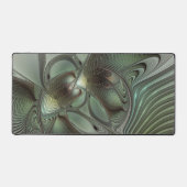 抽象芸術オリーブセージ緑グレーフラクタルアートファンタジー デスクマット (正面)