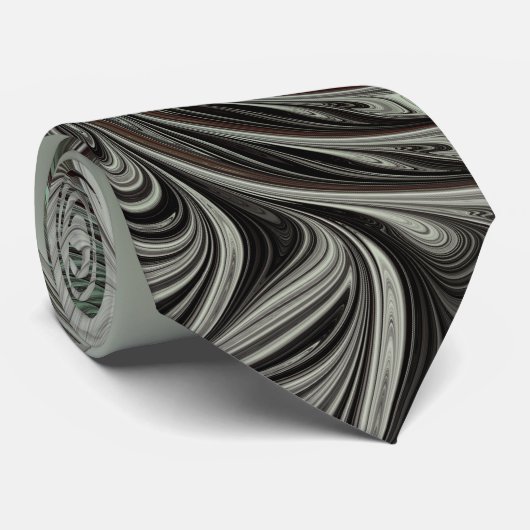 抽象芸術オリーブセージ緑グレーフラクタルアートファンタジー ネクタイ (ロール)