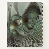 抽象芸術オリーブセージ緑グレーフラクタルアートファンタジー ノートブック (裏面)