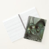 抽象芸術オリーブセージ緑グレーフラクタルアートファンタジー ノートブック (内部)