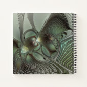 抽象芸術オリーブセージ緑グレーフラクタルアートファンタジー ノートブック (裏面)