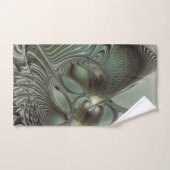 抽象芸術オリーブセージ緑グレーフラクタルアートファンタジー ハンドタオル (ハンドタオル)