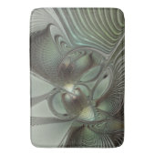 抽象芸術オリーブセージ緑グレーフラクタルアートファンタジー バスマット (正面縦)