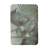 抽象芸術オリーブセージ緑グレーフラクタルアートファンタジー バスマット (正面縦)