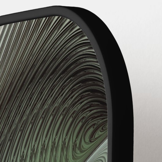 抽象芸術オリーブセージ緑グレーフラクタルアートファンタジー ピックルボールラケット (左詳細)