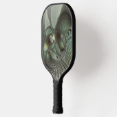抽象芸術オリーブセージ緑グレーフラクタルアートファンタジー ピックルボールラケット (左)