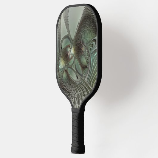 抽象芸術オリーブセージ緑グレーフラクタルアートファンタジー ピックルボールラケット (左)
