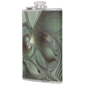 抽象芸術オリーブセージ緑グレーフラクタルアートファンタジー フラスク (左)