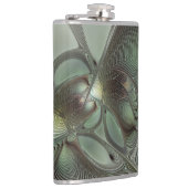 抽象芸術オリーブセージ緑グレーフラクタルアートファンタジー フラスク (右)