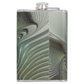 抽象芸術オリーブセージ緑グレーフラクタルアートファンタジー フラスク (裏面)