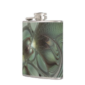 抽象芸術オリーブセージ緑グレーフラクタルアートファンタジー フラスク (左)