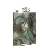 抽象芸術オリーブセージ緑グレーフラクタルアートファンタジー フラスク (右)