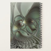 抽象芸術オリーブセージ緑グレーフラクタルアートファンタジー プランナー手帳 (裏面)