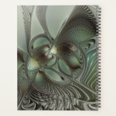 抽象芸術オリーブセージ緑グレーフラクタルアートファンタジー プランナー手帳 (裏面)