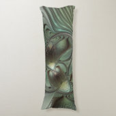 抽象芸術オリーブセージ緑グレーフラクタルアートファンタジー ボディピロー (正面縦)