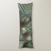 抽象芸術オリーブセージ緑グレーフラクタルアートファンタジー ボディピロー (裏面 (縦))