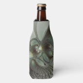 抽象芸術オリーブセージ緑グレーフラクタルアートファンタジー ボトルクーラー (ボトル正面)