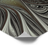 抽象芸術オリーブセージ緑グレーフラクタルアートファンタジー ポスター (角)