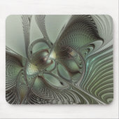 抽象芸術オリーブセージ緑グレーフラクタルアートファンタジー マウスパッド (正面)