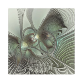 抽象芸術オリーブセージ緑グレーフラクタルアートファンタジー メタルプリント