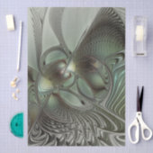 抽象芸術オリーブセージ緑グレーフラクタルアートファンタジー 薄葉紙 (クラフト)