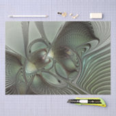 抽象芸術オリーブセージ緑グレーフラクタルアートファンタジー 薄葉紙 (クラフト)