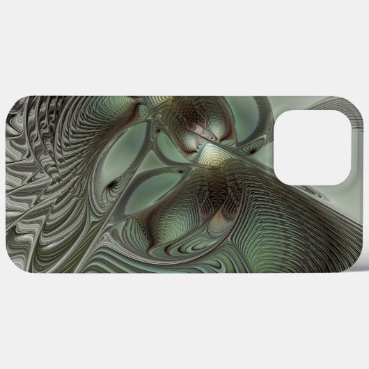 抽象芸術オリーブセージ緑グレーフラクタルアートファンタジー Case-Mate iPhoneケース (裏面 (横))