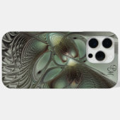 抽象芸術オリーブセージ緑グレーフラクタルイニシャル Case-Mate iPhoneケース (裏面 (横))