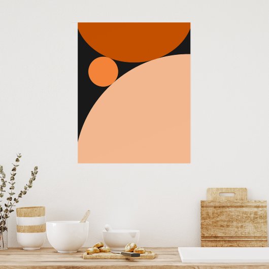 抽象芸術オレンジとピーチサークル ポスター (キッチン)