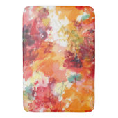 抽象芸術オレンジと白の水色フローラ  バスマット (正面縦)