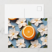 抽象芸術オレンジと花 ポストカード (正面/裏面)