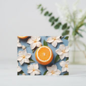 抽象芸術オレンジと花 ポストカード (スタンド正面)